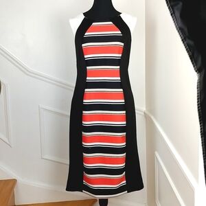Shelby & Palmer designer size 10 dress. Black and white with orange stripes.
